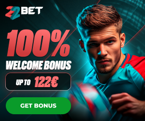 Claim $/€122 Sports Bonus at 22bet!