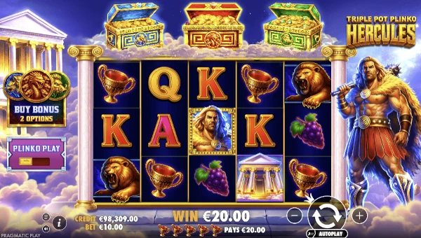 Triple Pot Plinko Hercules gameplay