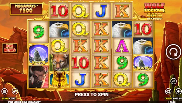 Wolf Legend Gold Megaways gameplay
